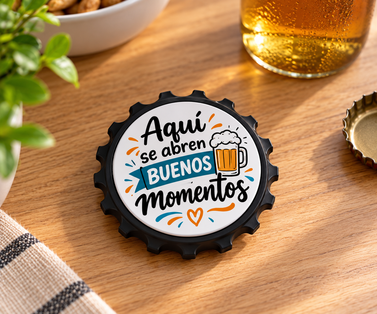 Abrebotellas magnético sublimado con diseño personalizado tipo tapa